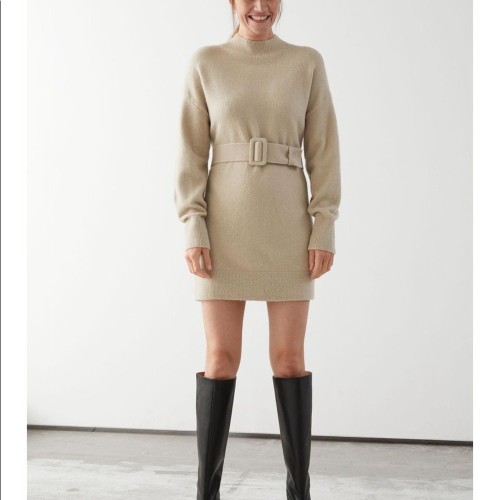 & Other Stories Mini Knit Dress with Belt